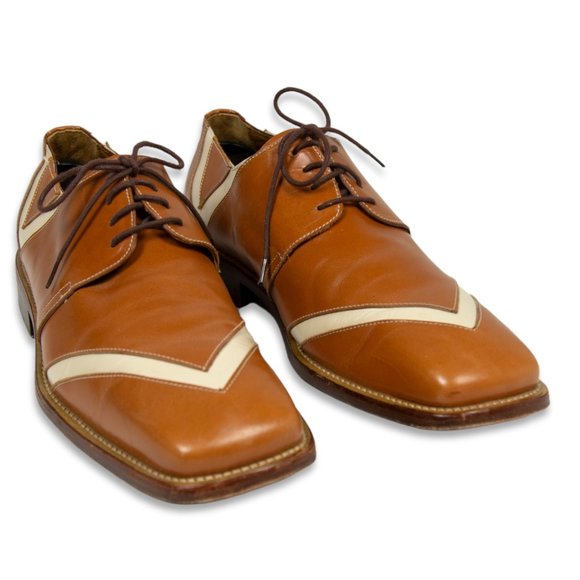 David Eden Men’s Light Brown & Cream Leather Shoes - Picture 2 of 7